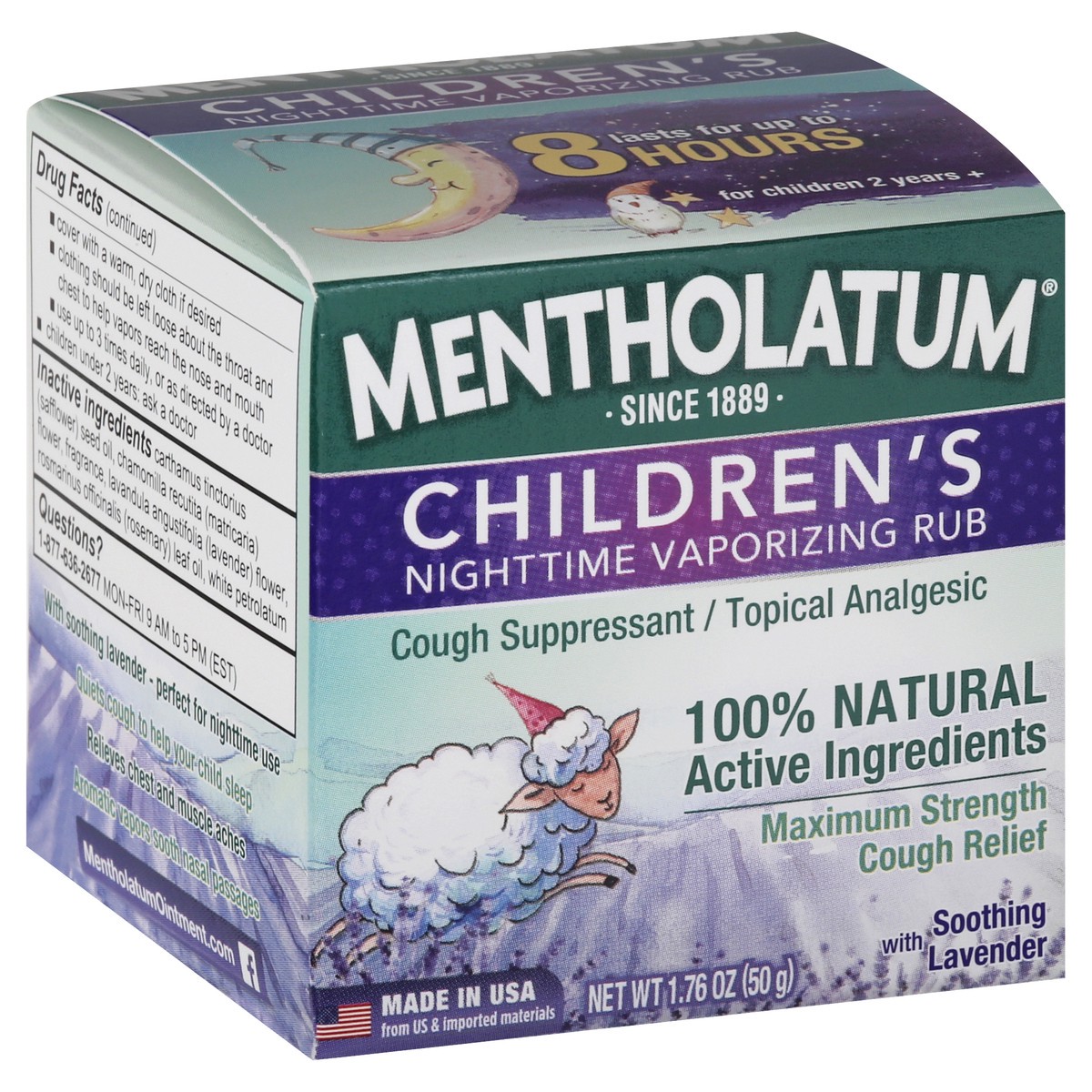 slide 2 of 9, Mentholatum Children's Nighttime Vaporizing Rub Maximum Strength With Soothing Lavender Cough Relief 1.76 oz, 1.76 oz