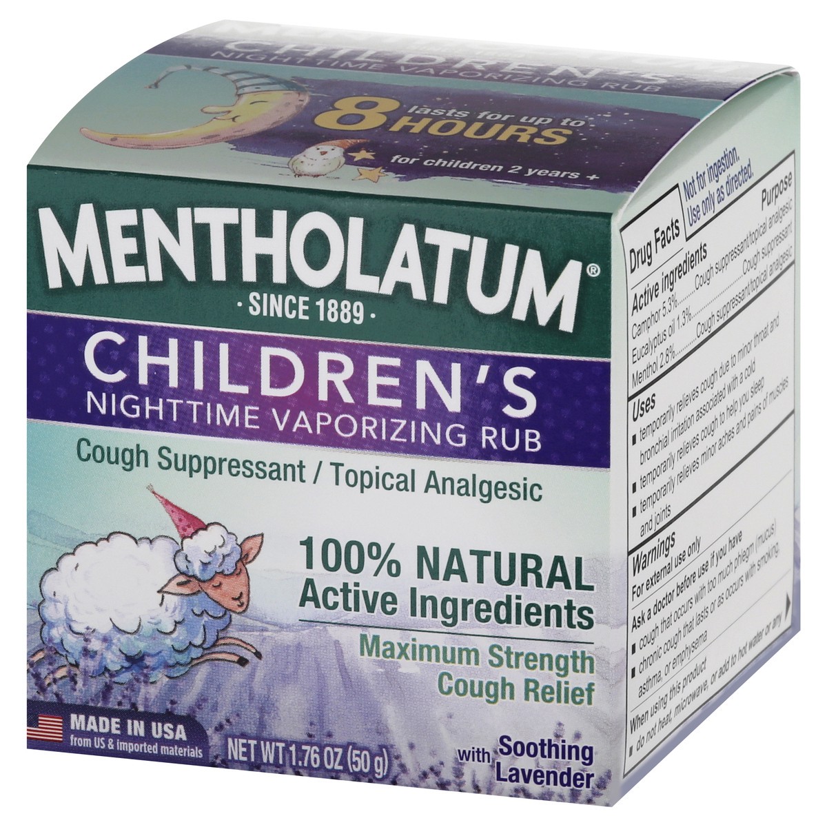 slide 3 of 9, Mentholatum Children's Nighttime Vaporizing Rub Maximum Strength With Soothing Lavender Cough Relief 1.76 oz, 1.76 oz