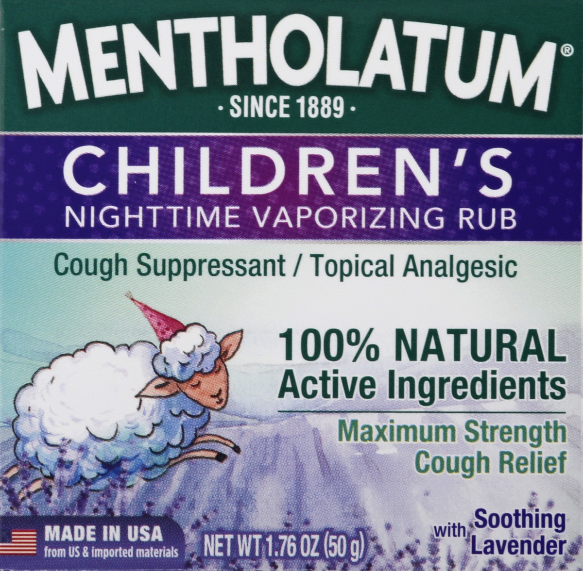 slide 1 of 9, Mentholatum Children's Nighttime Vaporizing Rub Maximum Strength With Soothing Lavender Cough Relief 1.76 oz, 1.76 oz