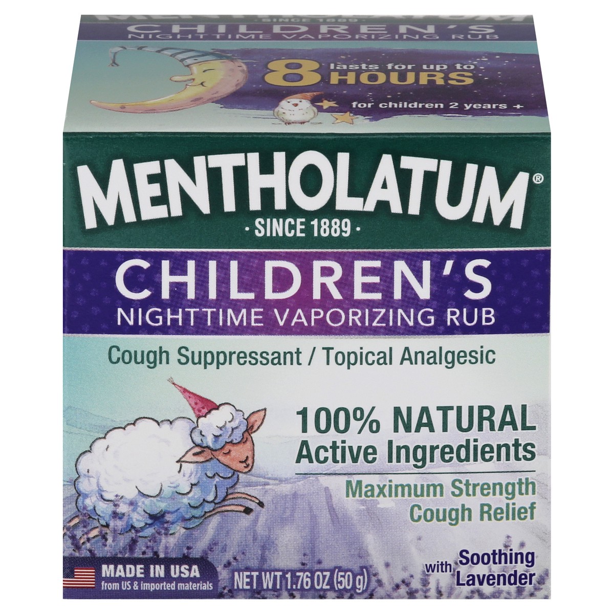 slide 1 of 9, Mentholatum Children's Nighttime Vaporizing Rub Maximum Strength With Soothing Lavender Cough Relief 1.76 oz, 1.76 oz