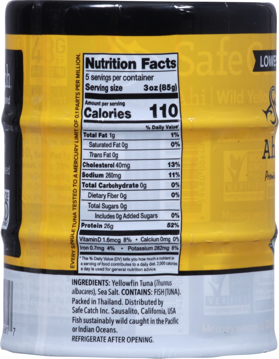 slide 7 of 9, Safe Catch Ahi Wild Yellowfin Tuna, 3 ct / 5 oz