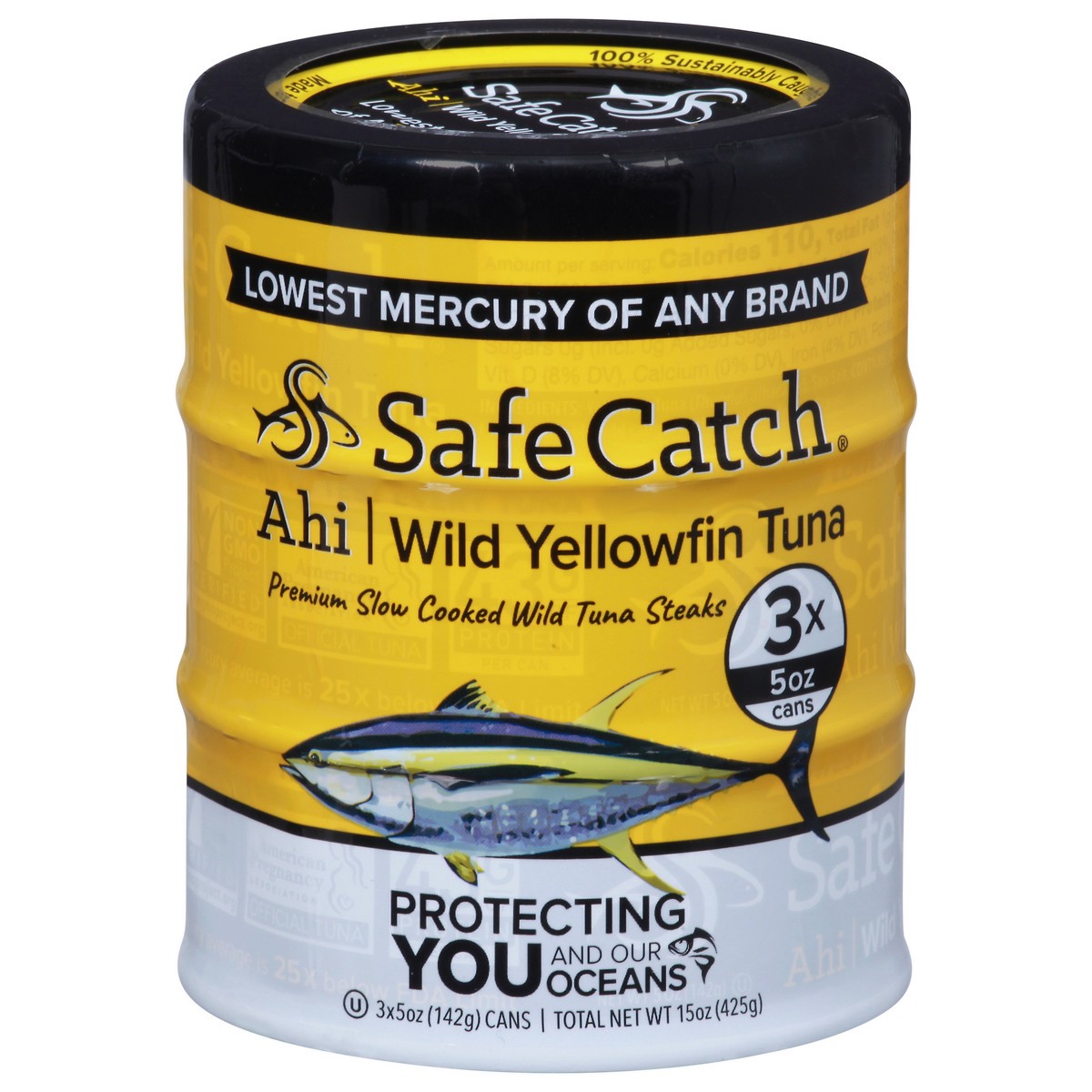 slide 1 of 9, Safe Catch Ahi Wild Yellowfin Tuna, 3 ct / 5 oz
