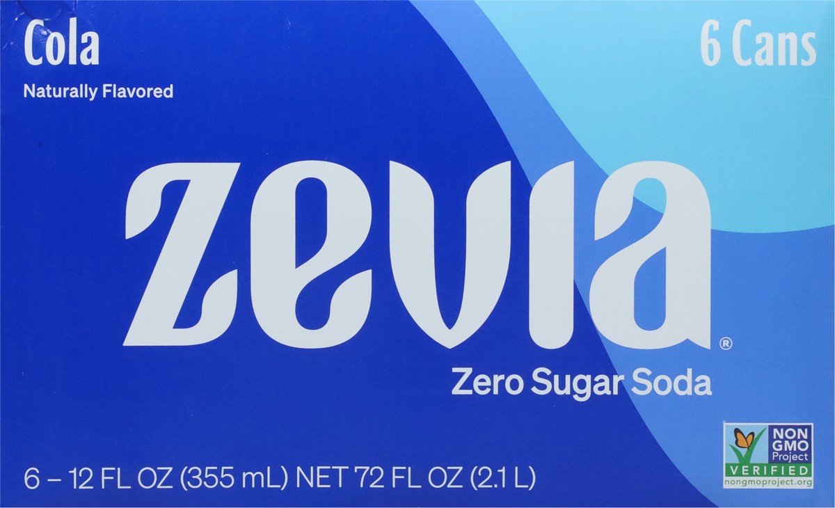 slide 9 of 9, Zevia Zero Sugar Cola Soda 6 - 12 fl oz Cans, 6 ct