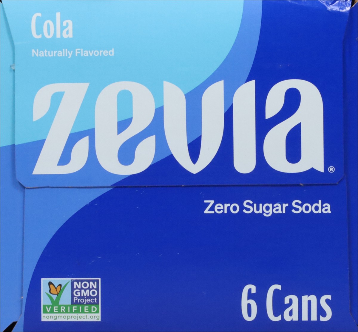slide 6 of 9, Zevia Zero Sugar Cola Soda 6 - 12 fl oz Cans, 6 ct