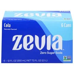 Zevia Zero Sugar Cola Soda - 6 ct