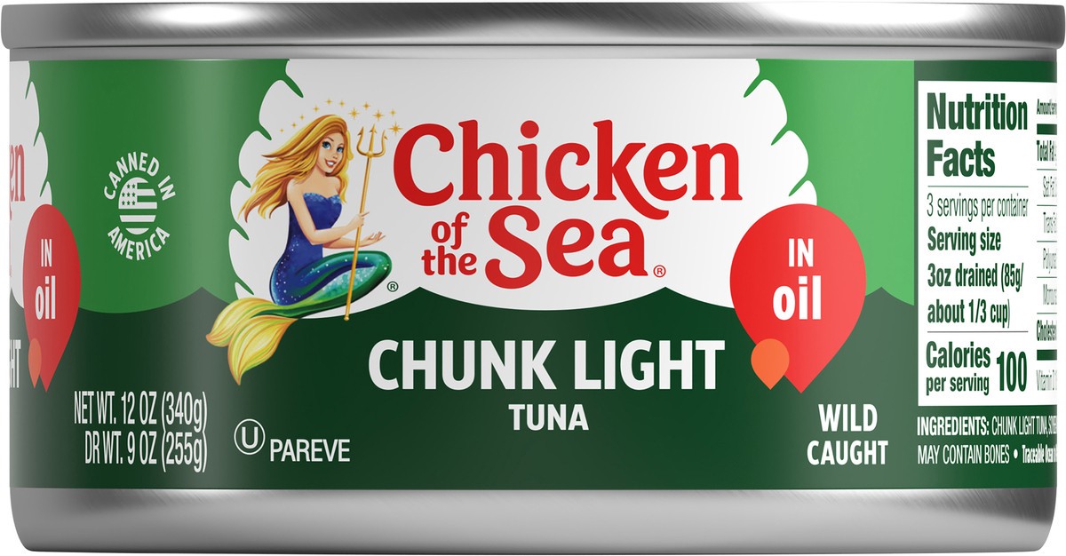 slide 4 of 5, Chicken of the Sea Chunk Light None Tuna in Oil 12 oz, 12 oz