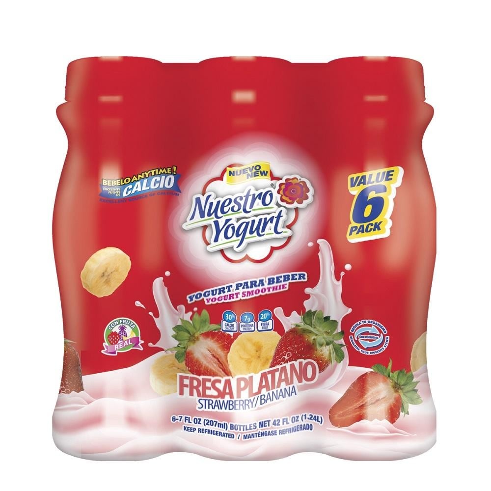 slide 1 of 1, Nuestro Strawberry Banana Yogurt, 6 ct; 7 fl oz