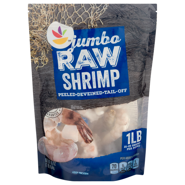 slide 1 of 1, Giant Raw Tail-Off Peeled Jumbo Shrimp 21-25 ct per lb Frozen, 25 ct; 1 lb