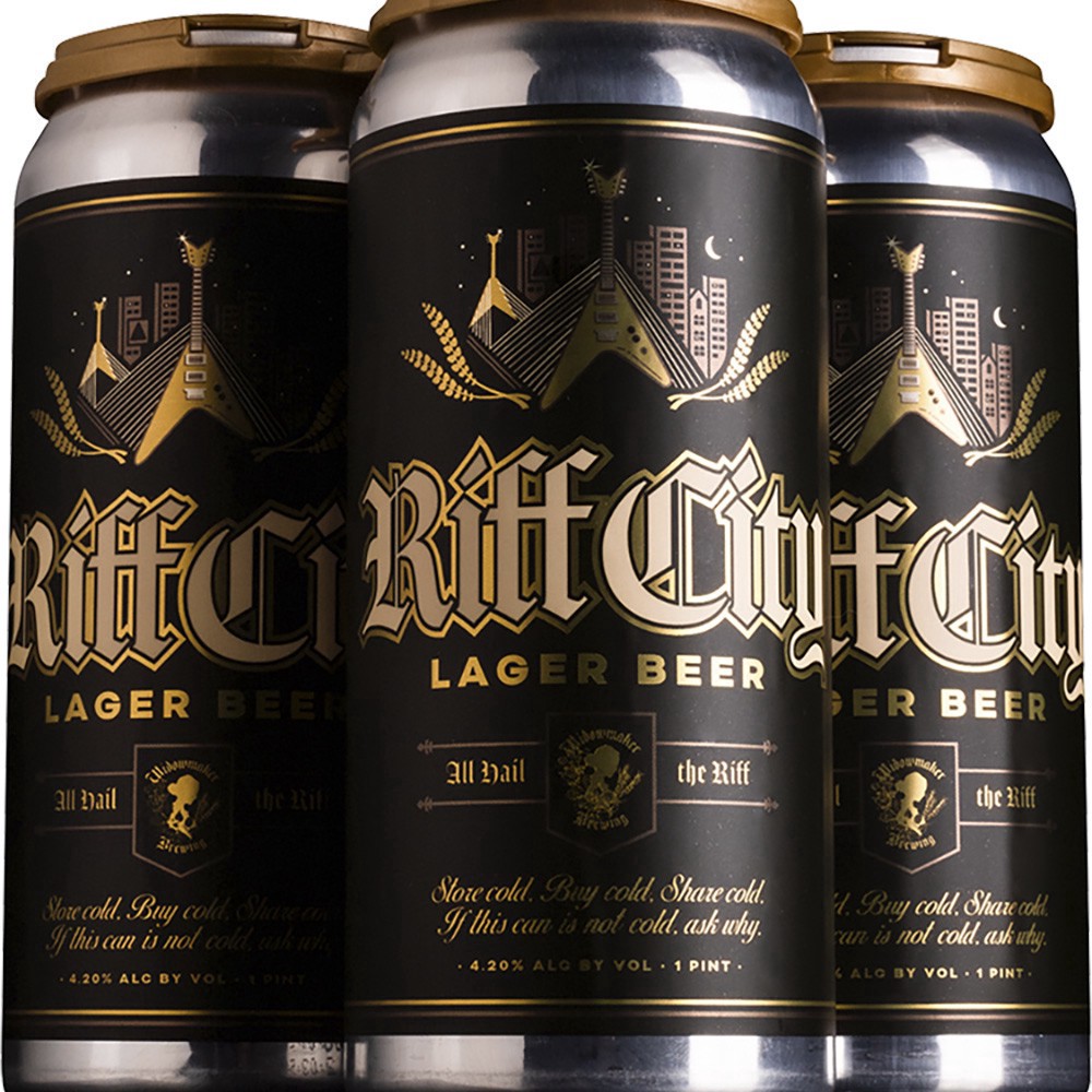 slide 1 of 1, Widowmaker Riff City Lager, 4 ct; 16 oz