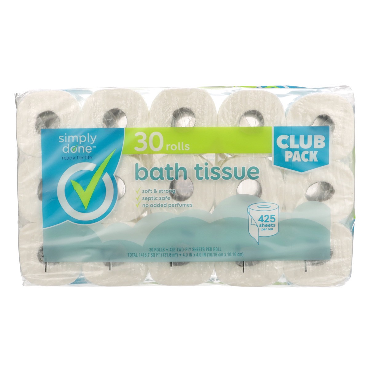 slide 4 of 8, Simply Done Club Pack Bath Tissue, 30 ct