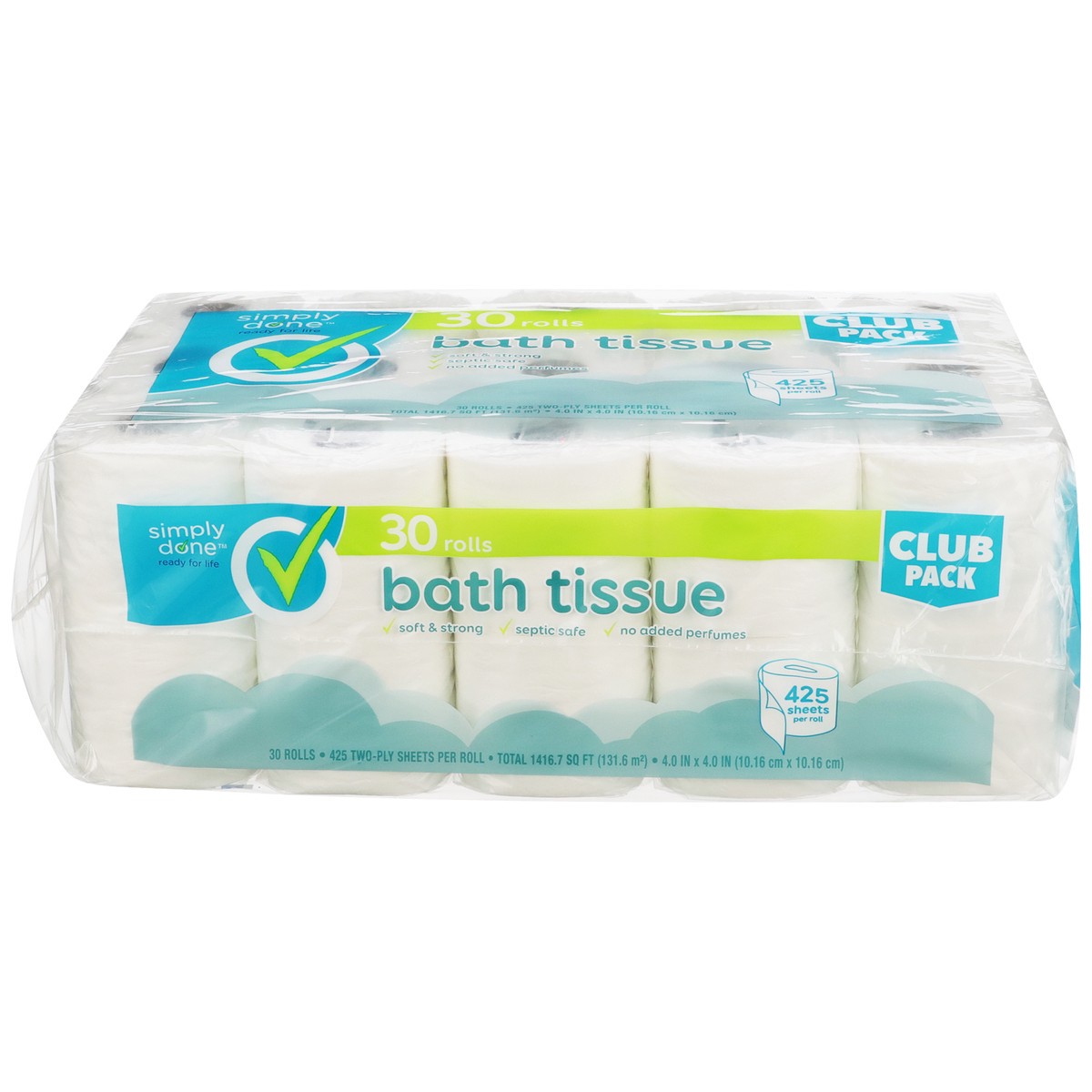 slide 1 of 8, Simply Done Club Pack Bath Tissue, 30 ct