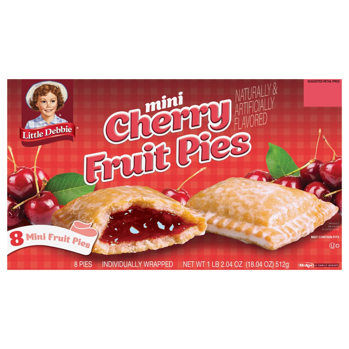 slide 1 of 9, Little Debbie Snack Cakes, Little Debbie Family Pack Fruit Pies (Cherry), 8 ct