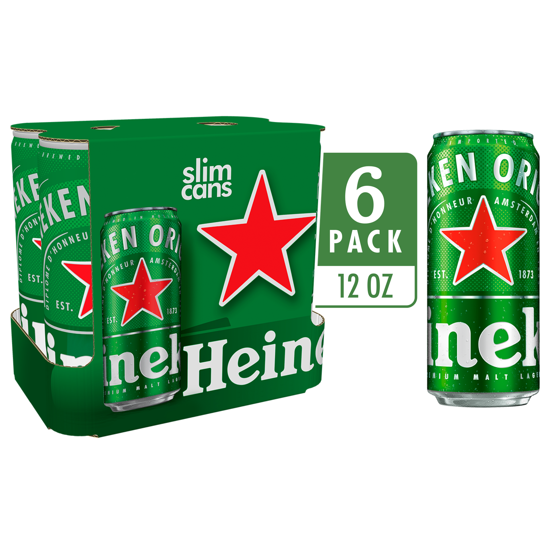 slide 3 of 3, Heineken Premium Malt Lager Imported Beer 6-12 fl oz Cans Multipack, 12 ct; 12 oz