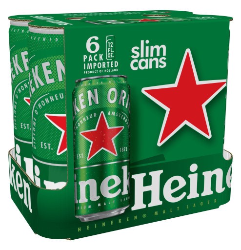 slide 1 of 3, Heineken Original Lager Beer, 6 Pack, 12 fl oz Cans, 12 oz