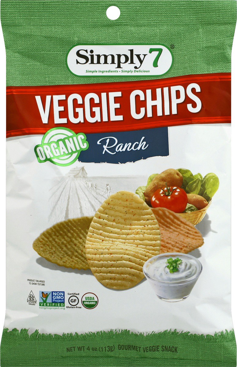 slide 3 of 5, Simply7 Veggie Chips, Organic, Ranch, 4 oz