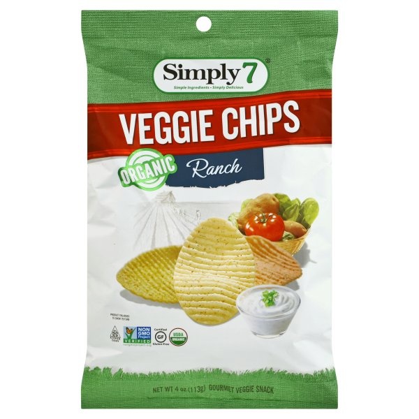 slide 1 of 5, Simply7 Veggie Chips, Organic, Ranch, 4 oz