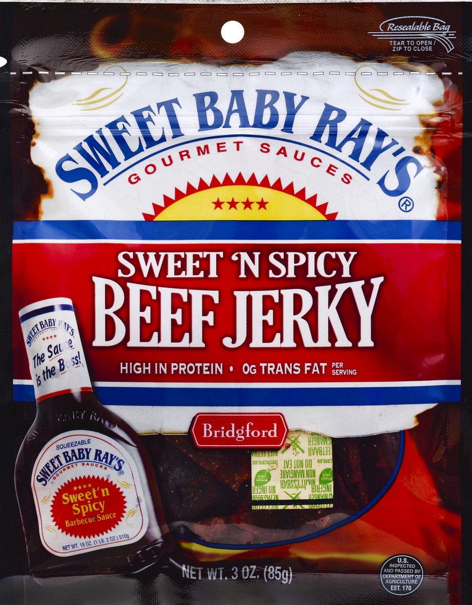 slide 3 of 3, Bridgford Beef Jerky, Sweet 'n Spicy, 3 oz