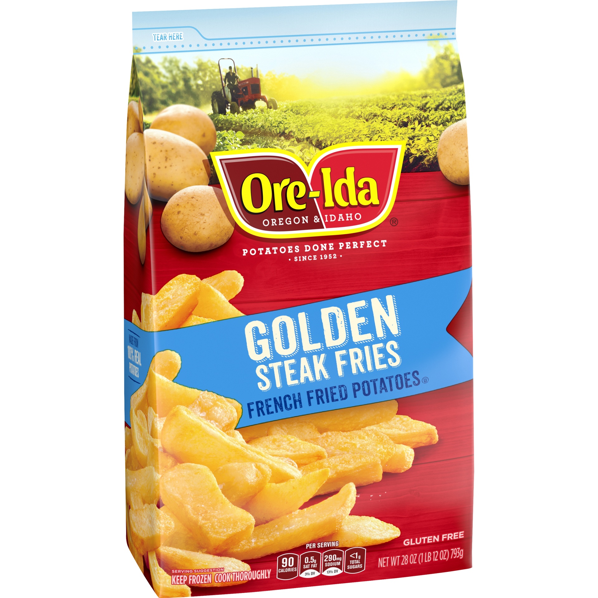 slide 4 of 8, Ore-Ida Golden Thick Cut Steak French Fries Fried Frozen Potatoes, 28 oz