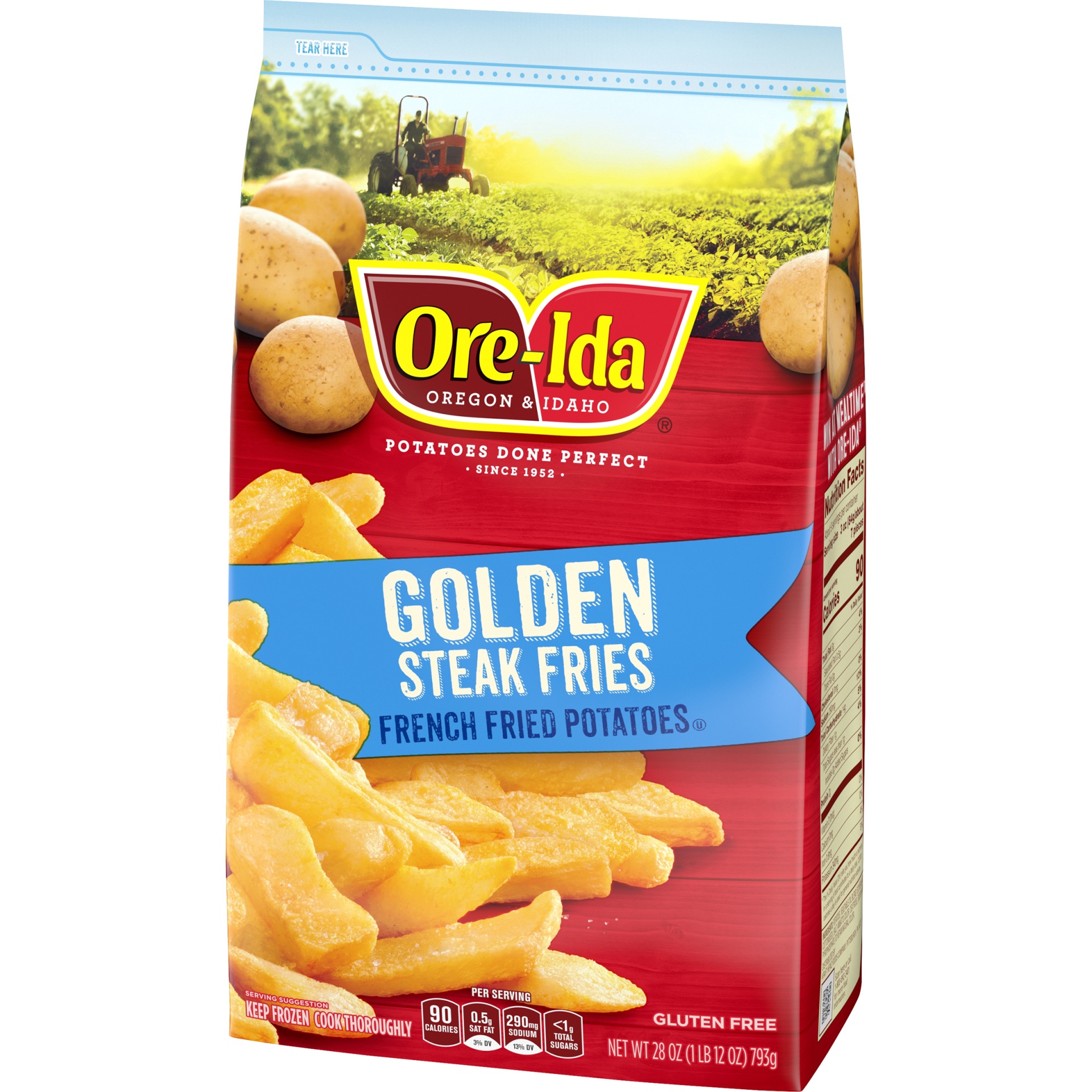 slide 5 of 8, Ore-Ida Golden Thick Cut Steak French Fries Fried Frozen Potatoes, 28 oz