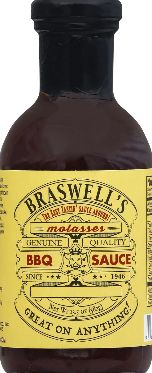 slide 2 of 2, Braswell's Sweet Molasses Bbq Sauce, 13.5 oz