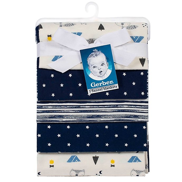 slide 5 of 5, Gerber Receiving Blanket - Blue, 1 ct