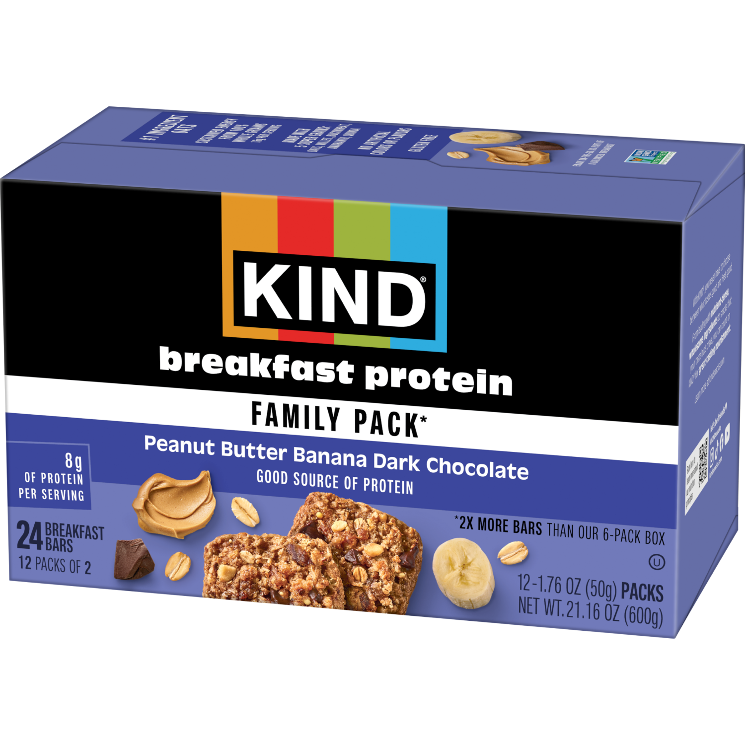 slide 6 of 8, Kind Breakfast Protein Peanut Butter & Banana Dark Chocolate Bars 12 Count, 21.16 oz