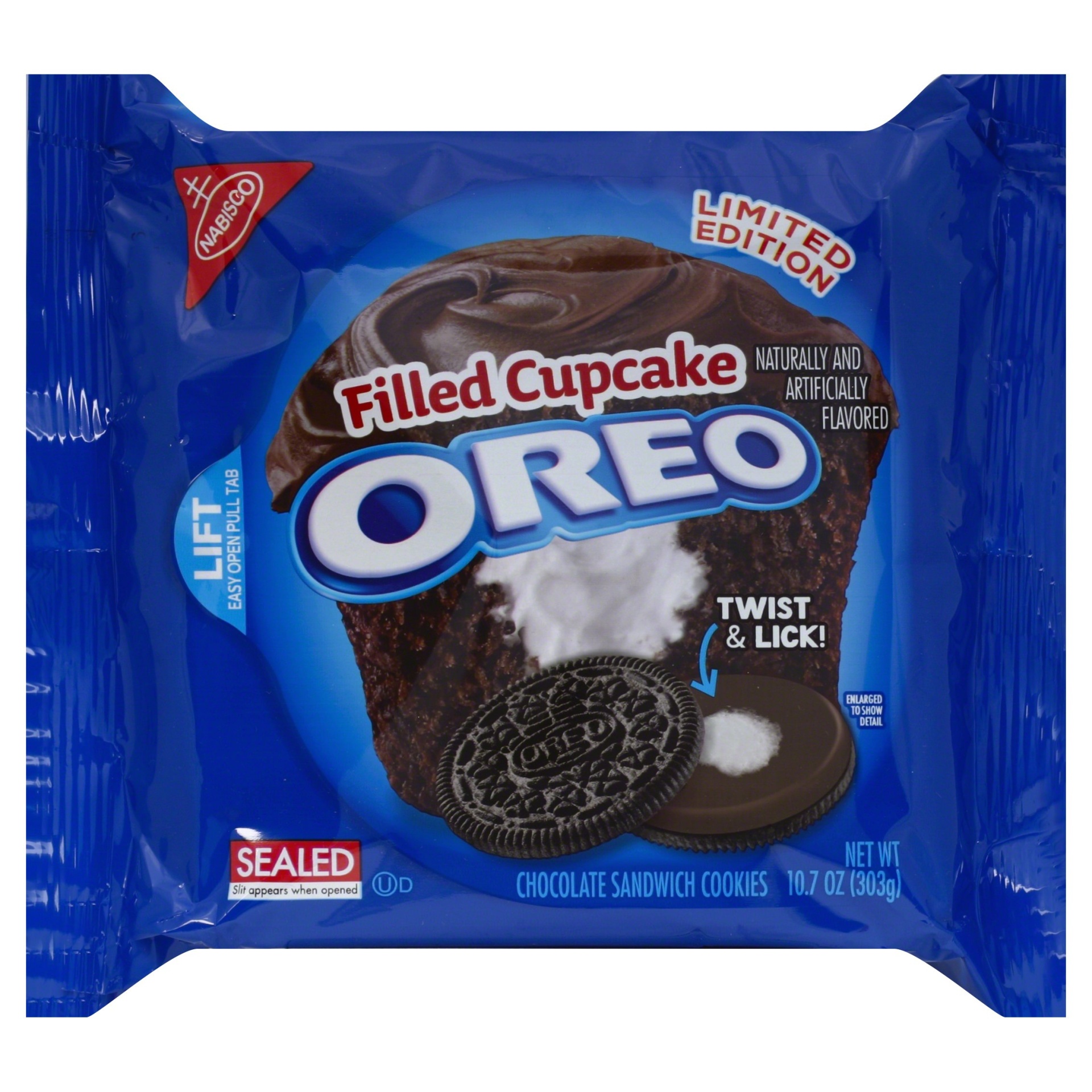 slide 1 of 6, Oreo With Filled Cupcake Creme Chocolate Sandwich Cookies - Limited Edition, 10.7 oz