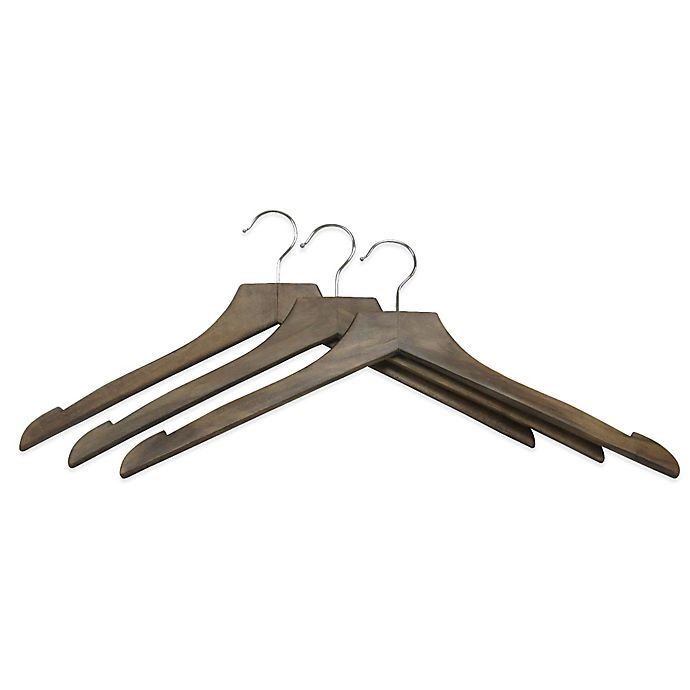 slide 1 of 1, Refined Closet Shirt Hanger - Walnut, 3 ct