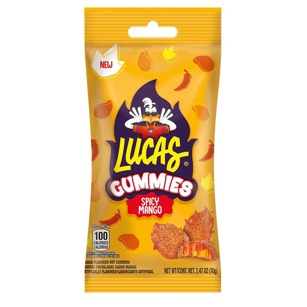 slide 1 of 1, Lucas Spicy Mango Gummies, 2.47 oz