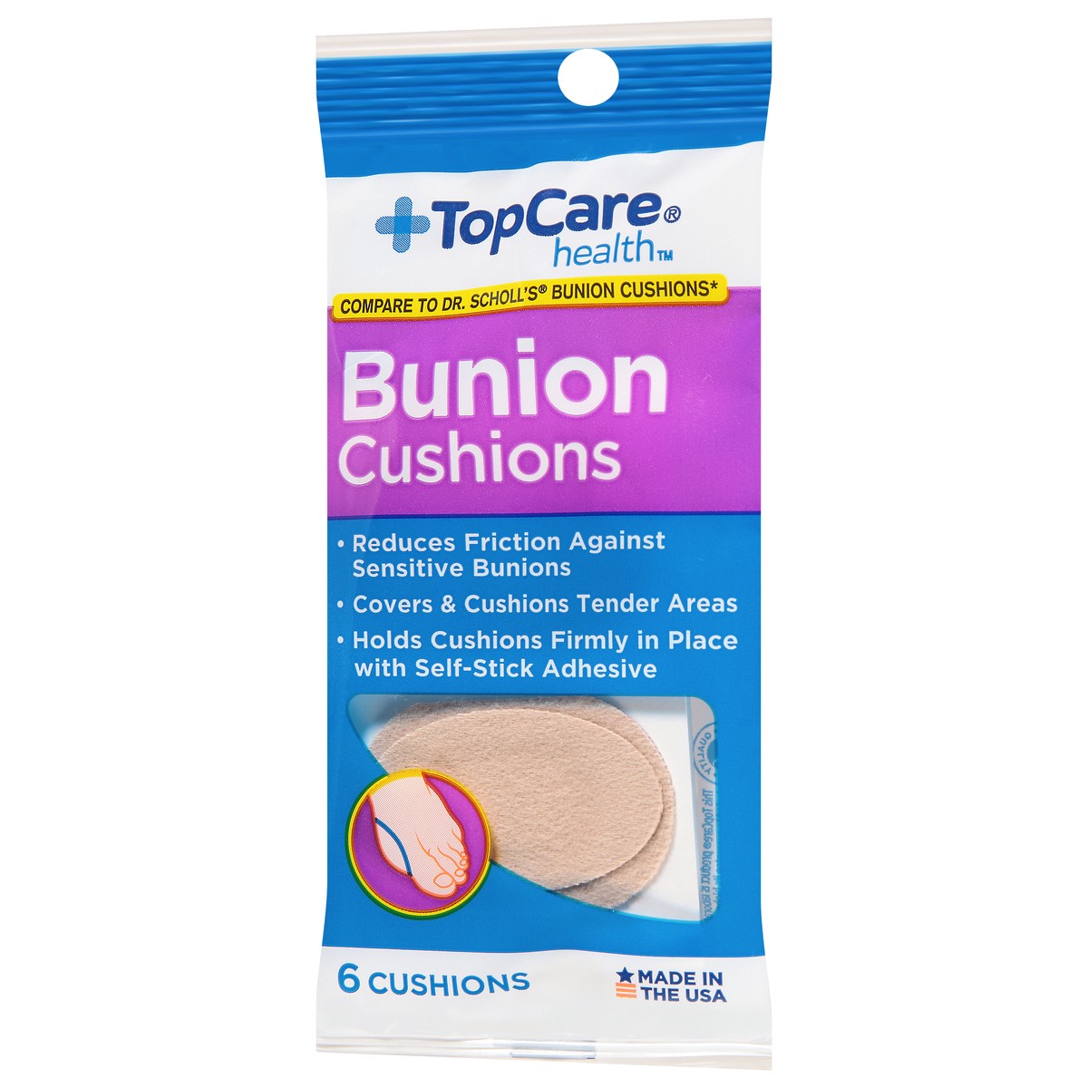 slide 3 of 9, TopCare Health Bunion Cushions 6 ea, 6 ct
