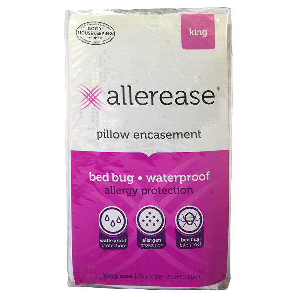 slide 1 of 1, AllerEase Bed Bug Waterproof Standard/Queen Pillow Protector, 2 ct