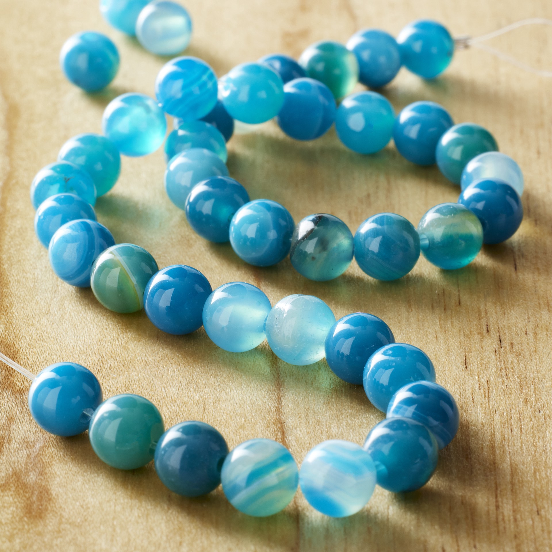 slide 2 of 3, Blue Striped Agate Round Beads, 6mm By Bead Landing, 6 mm