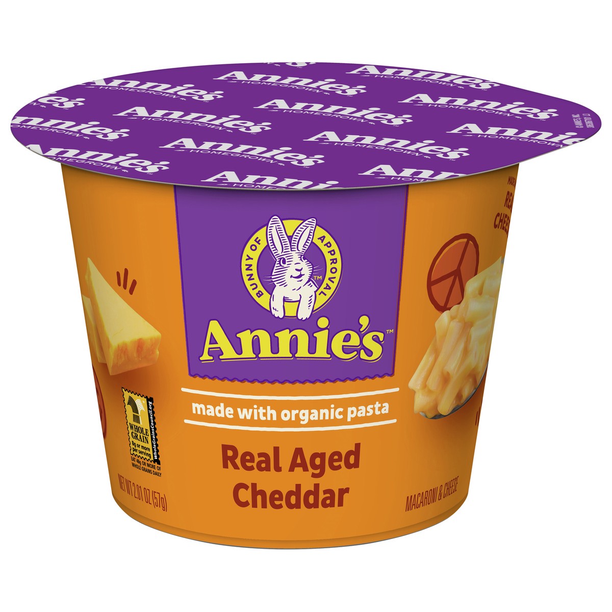 slide 1 of 3, Annie's Real Aged Cheddar Microwavable Mac and Cheese with Organic Pasta Cup, 2.01 oz, 2.01 oz