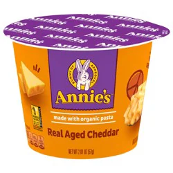 Annie's Real Aged Cheddar Microwavable Mac and Cheese Cup with Organic Pasta, Made with Real Cheese, Dinner Side or Snacks, 2.01 oz