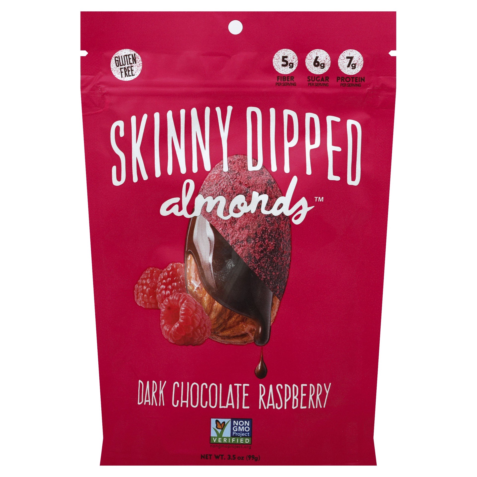 slide 1 of 2, SkinnyDipped Dark Chocolate Covered Raspberry Almonds, 3.5 oz