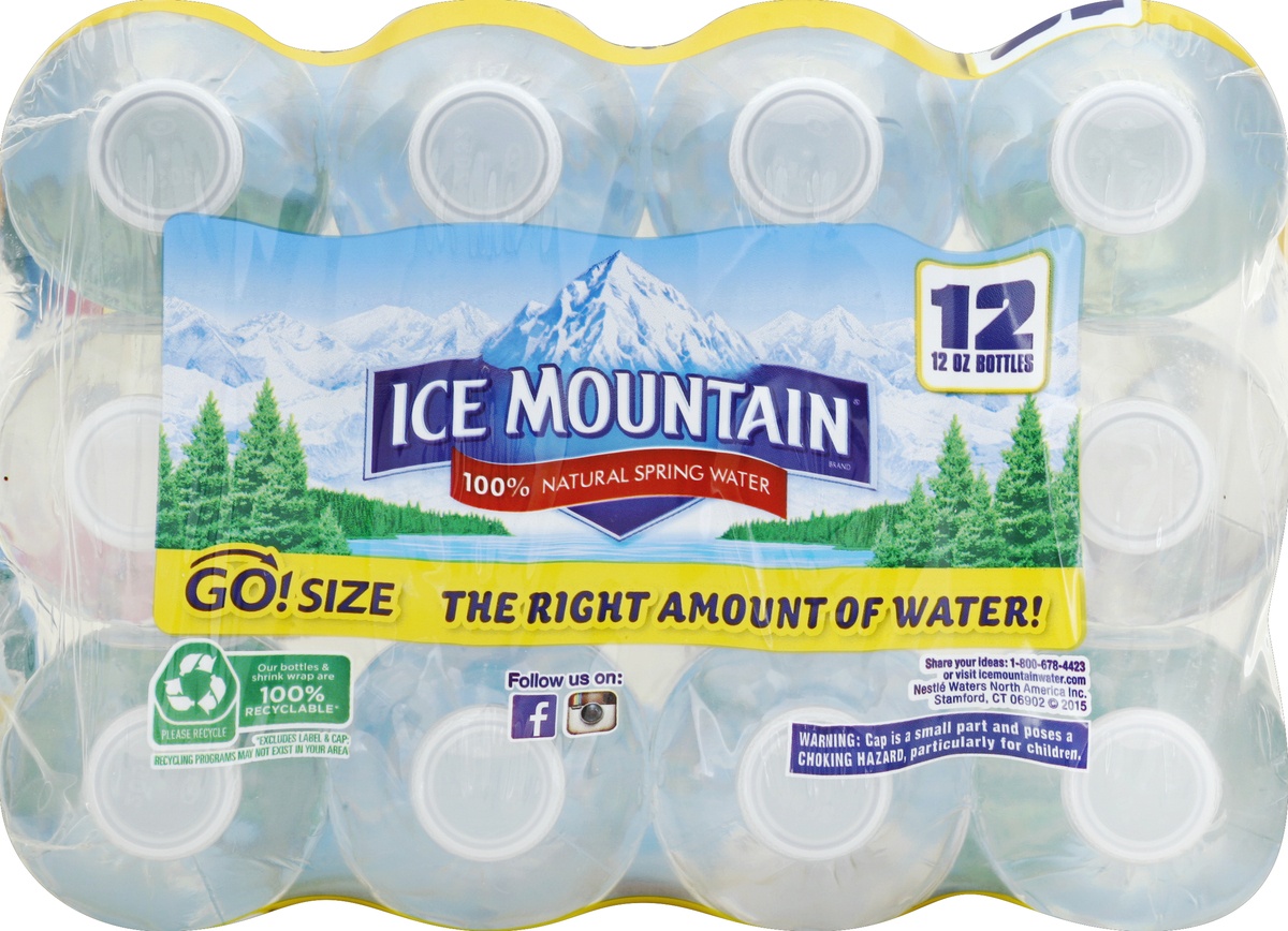 slide 2 of 6, Ice Mountain 100% Natural Spring Water Plastic Bottles, 12 ct; 12 fl oz