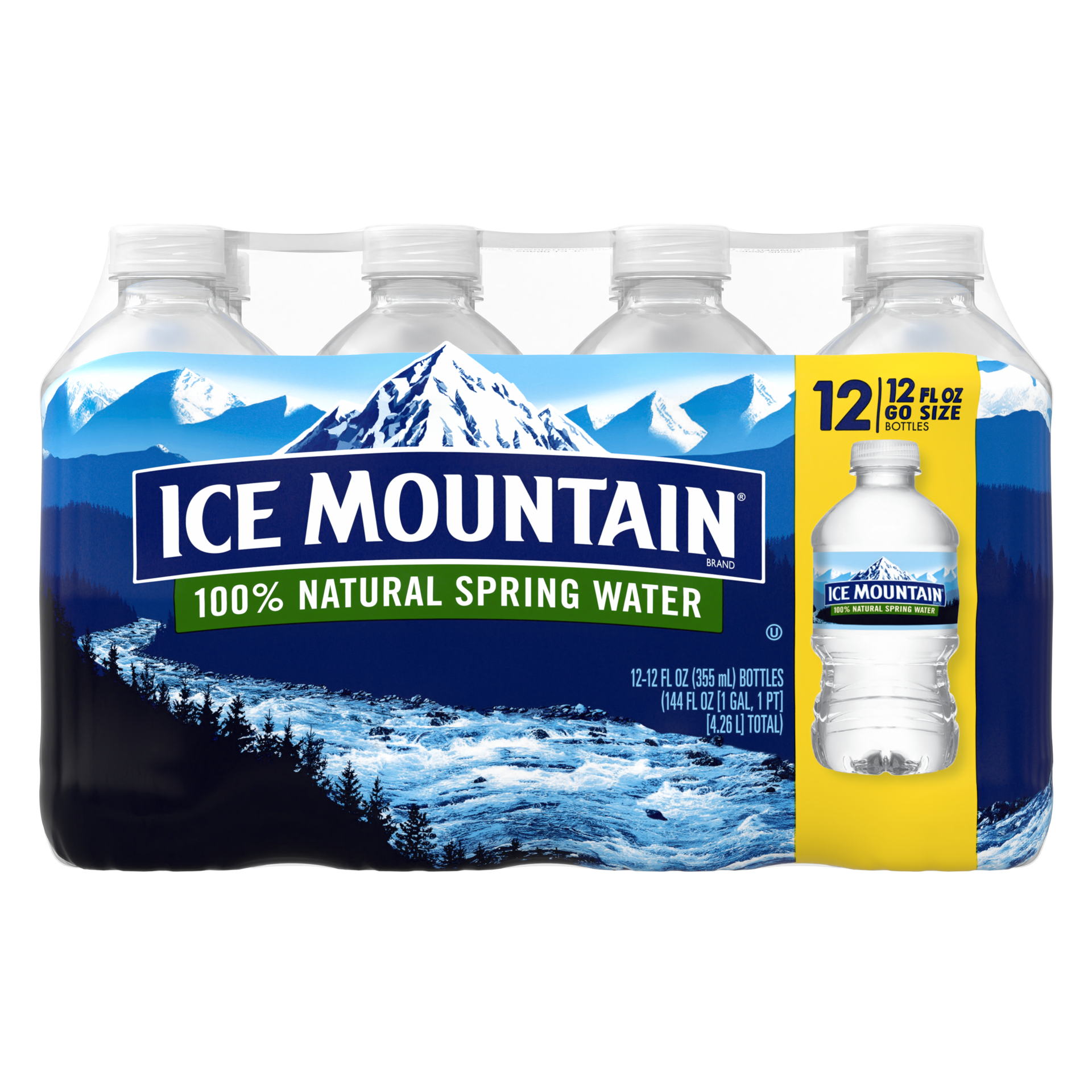 slide 4 of 5, ICE MOUNTAIN Brand 100% Natural Spring Water, (Pack of 12) - 12 oz, 12 oz