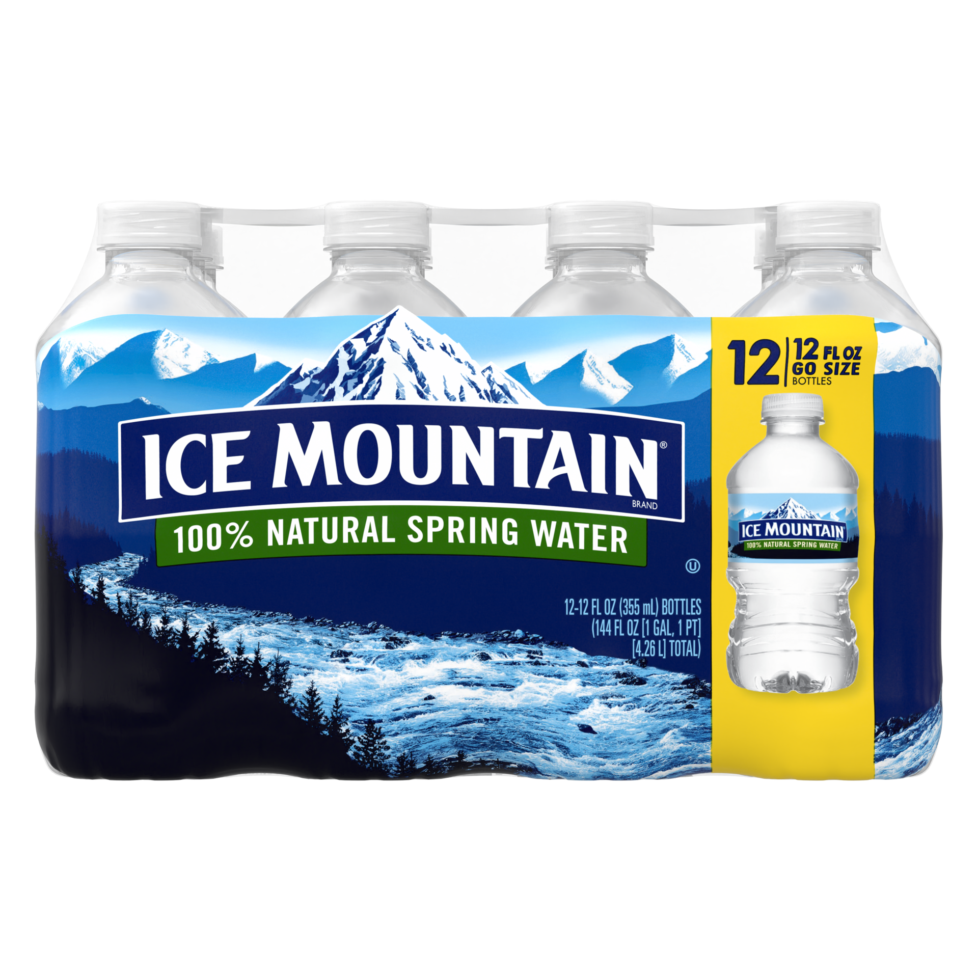 slide 1 of 5, ICE MOUNTAIN Brand 100% Natural Spring Water, 12-ounce plastic bottles (Pack of 12), 12 oz