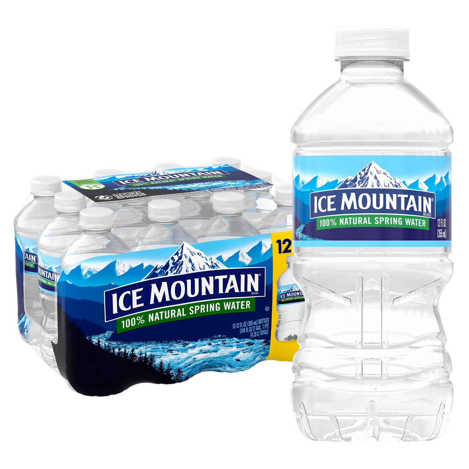slide 4 of 5, ICE MOUNTAIN Brand 100% Natural Spring Water, 12-ounce plastic bottles (Pack of 12), 12 oz