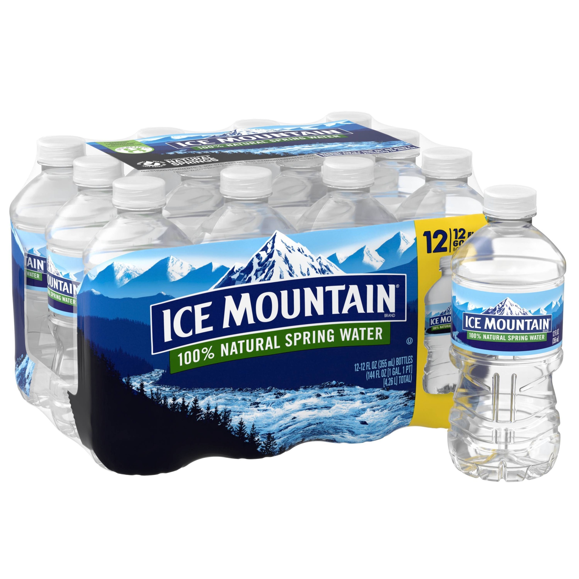 slide 1 of 6, Ice Mountain 100% Natural Spring Water Plastic Bottles, 12 ct; 12 fl oz