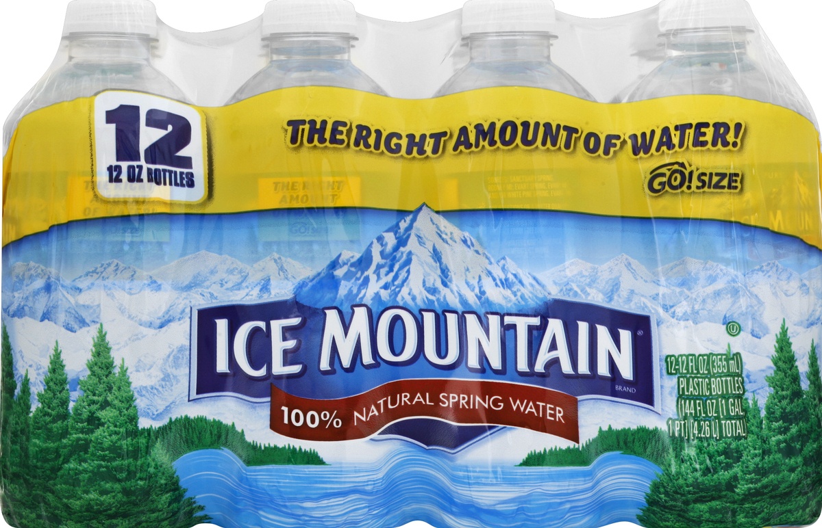 slide 6 of 6, Ice Mountain 100% Natural Spring Water Plastic Bottles, 12 ct; 12 fl oz