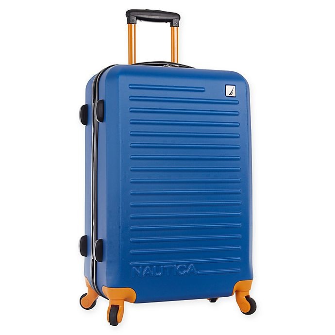 slide 1 of 5, Nautica Tide Beach 25 Hardside Spinner Checked Luggage - Blue/Tangerine'', 1 ct