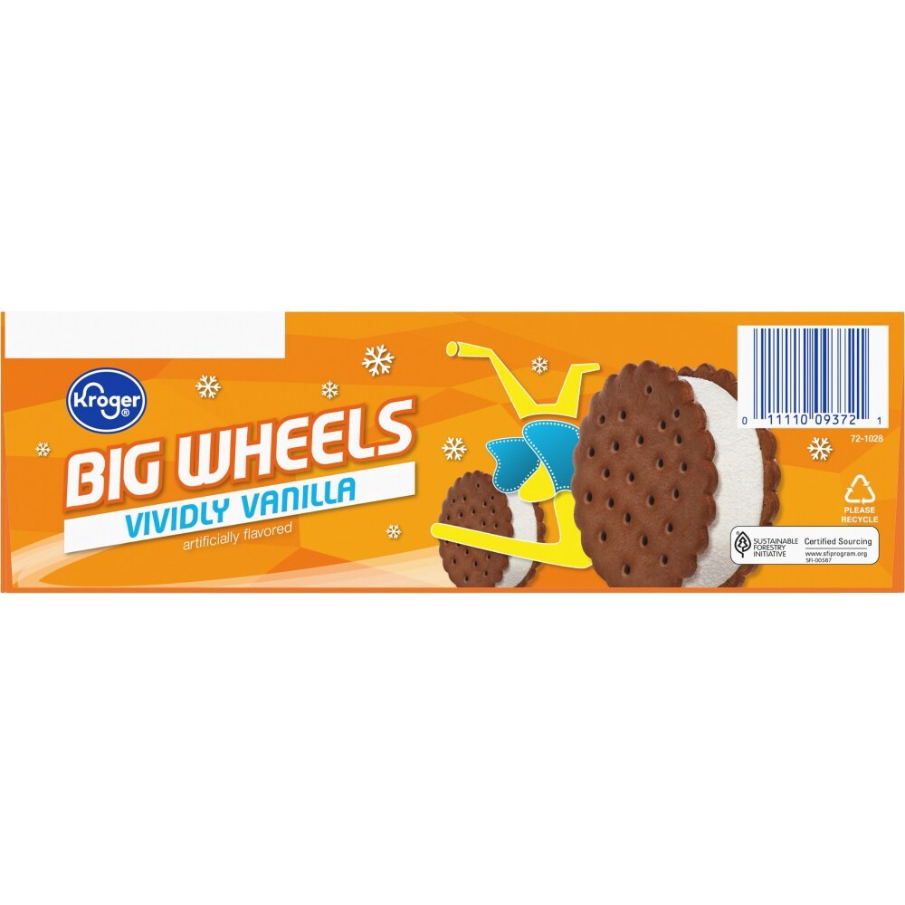 slide 4 of 6, Kroger Big Wheels Vividly Vanilla Round Ice Cream Sandwiches, 6 ct