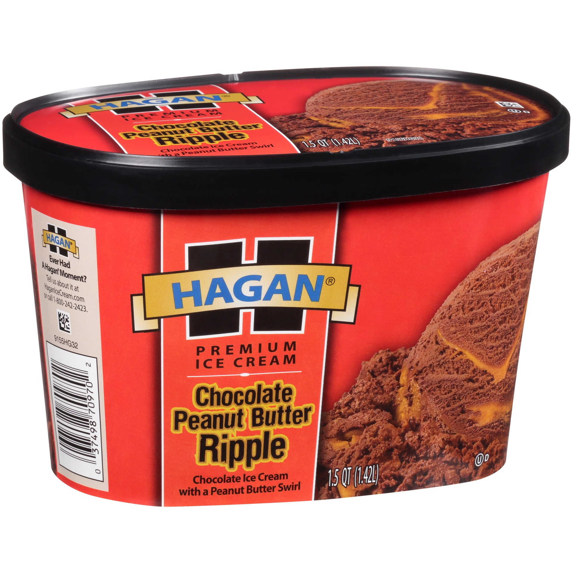 slide 2 of 7, Hagan Chocolate Peanut Butter Ripple Premium Ice Cream, 1.5 qt
