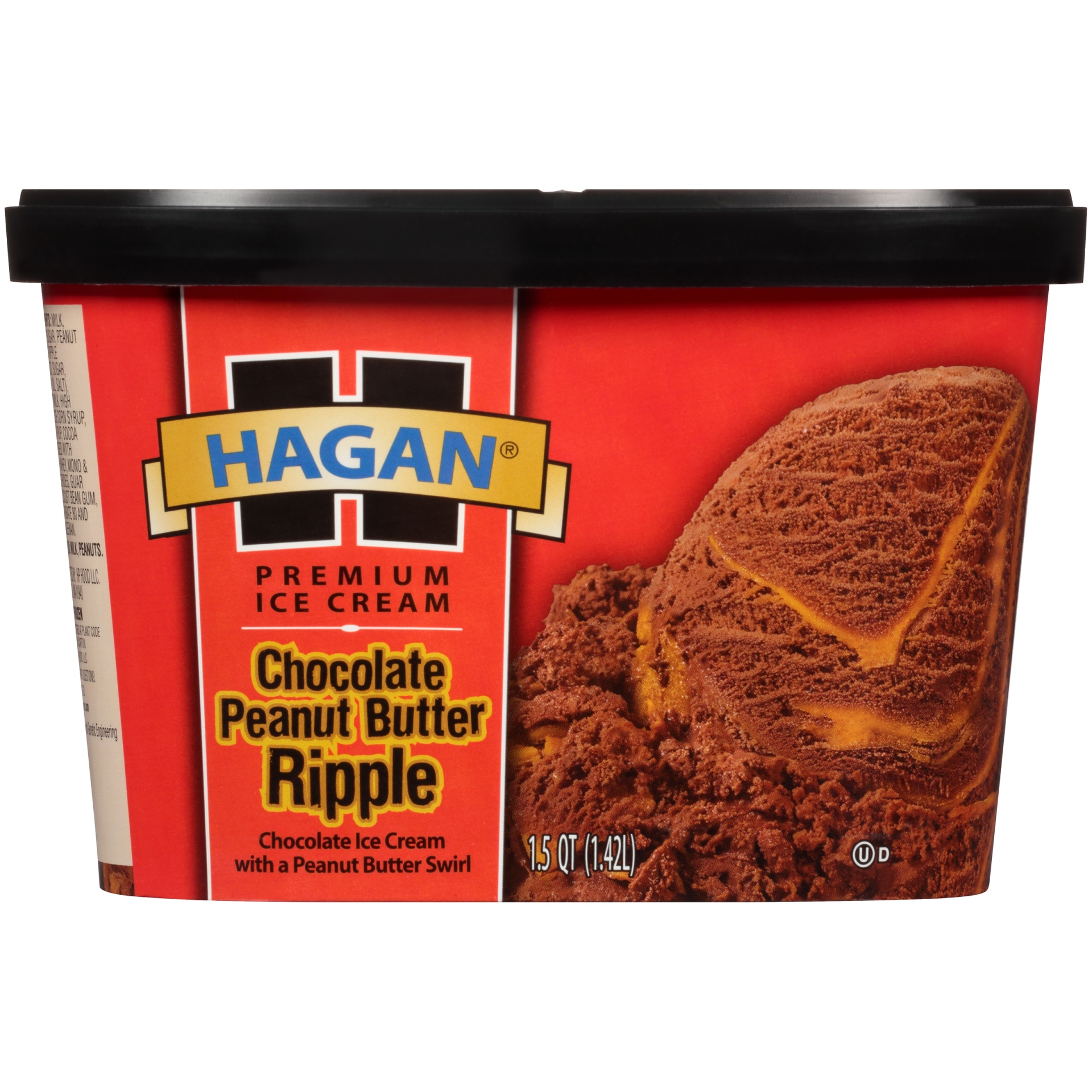 slide 4 of 7, Hagan Chocolate Peanut Butter Ripple Premium Ice Cream, 1.5 qt