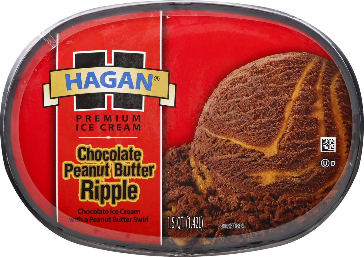 slide 3 of 10, Hagan Chocolate Peanut Butter Ripple Ice Cream 1.5 qt. Tub, 1.42 liter