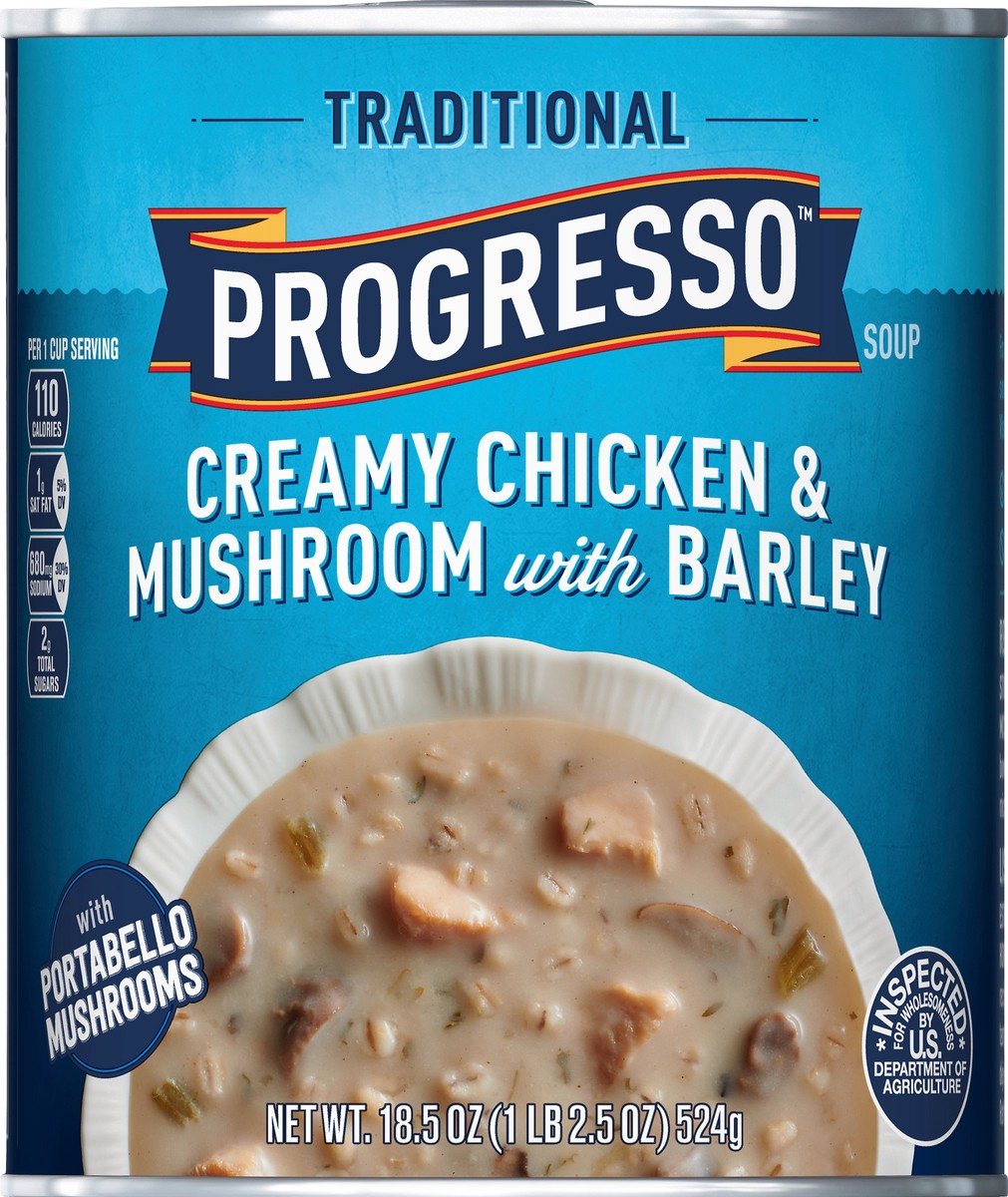 slide 5 of 13, Progresso Traditional Creamy Chicken & Mushroom With Barley Soup, 18.5 oz., 18.5 oz