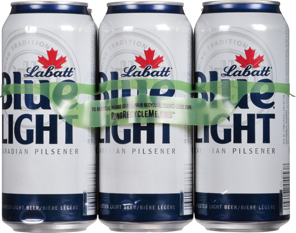 slide 11 of 11, Labatt Blue Light Canadian Pilsner Beer 6 - 16 fl oz Cans, 6 ct; 16 oz