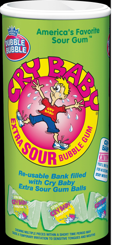 slide 1 of 1, Dubble Bubble Cry Baby Extra Sour Bubble Gum, 2.4 oz