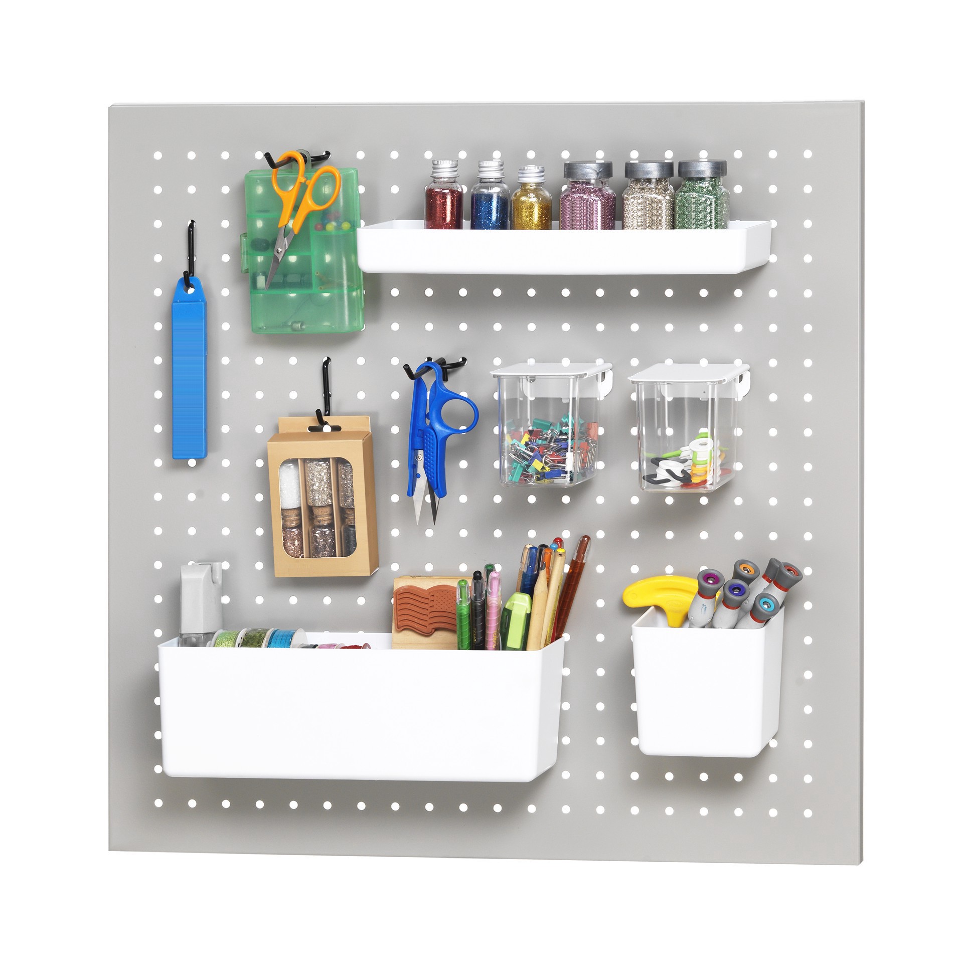 slide 2 of 3, 22" X 22" Gray Metal Pegboard By Simply Tidy, 22 in x 22 in